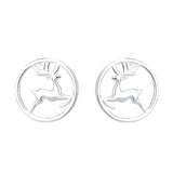 Silver-Plated Reindeer Round Stud Earrings