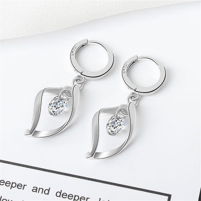 Crystal and Silver-Plated Twisted Drop Huggie Earrings, silver huggie earrings, vintage-inspired design, side view