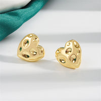 18k Gold-Plated Textured Heart Stud Earrings