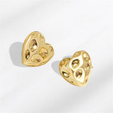 18k Gold-Plated Textured Heart Stud Earrings