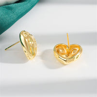 18k Gold-Plated Textured Heart Stud Earrings