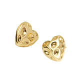18k Gold-Plated Textured Heart Stud Earrings