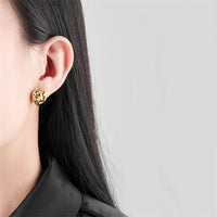 18k Gold-Plated Textured Heart Stud Earrings