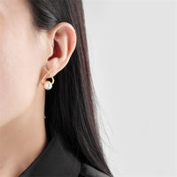 Cubic Zirconia & Pearl Twist Stud Earrings