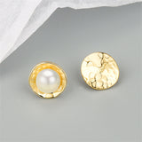 Pearl & 18k Gold-Plated Round Stud Earrings