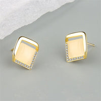 Yellow Cats Eye & 18k Gold-Plated Rhombus Stud Earrings