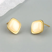 Cats Eye & 18k Gold-Plated Rhombus Stud Earrings