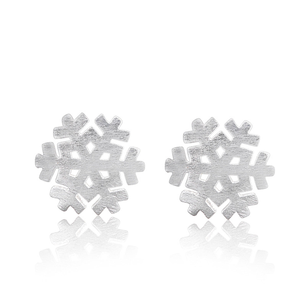 Silver-Plated Snowflake Stud Earrings