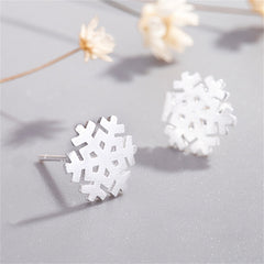 Silver-Plated Snowflake Stud Earrings