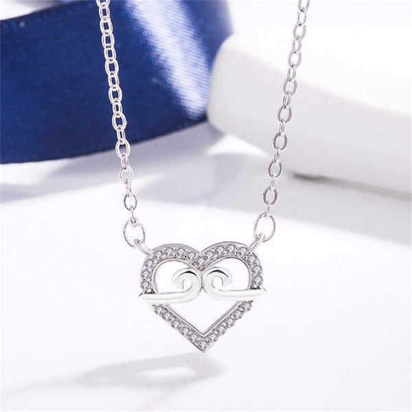 Cubic Zirconia & Silvertone Swirl Heart Pendant Necklace