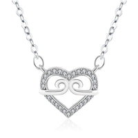Cubic Zirconia & Silvertone Swirl Heart Pendant Necklace