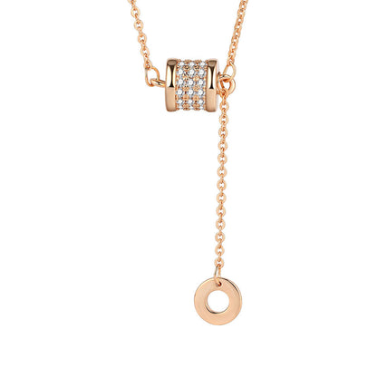 Cubic Zirconia and 18K Rose Gold-Plated Coil-Drop Pendant Necklace, rose gold pendant necklace for women, side view