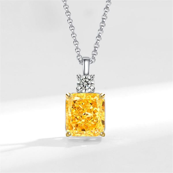 Yellow Lab-Created Crystal & Cubic Zirconia Square Pendant Necklace