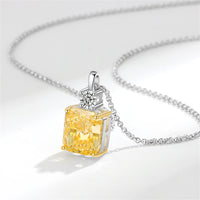 Yellow Lab-Created Crystal & Cubic Zirconia Square Pendant Necklace