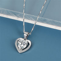 Crystal & Silvertone Cubic Zirconia-Accent Heart Pendant Necklace