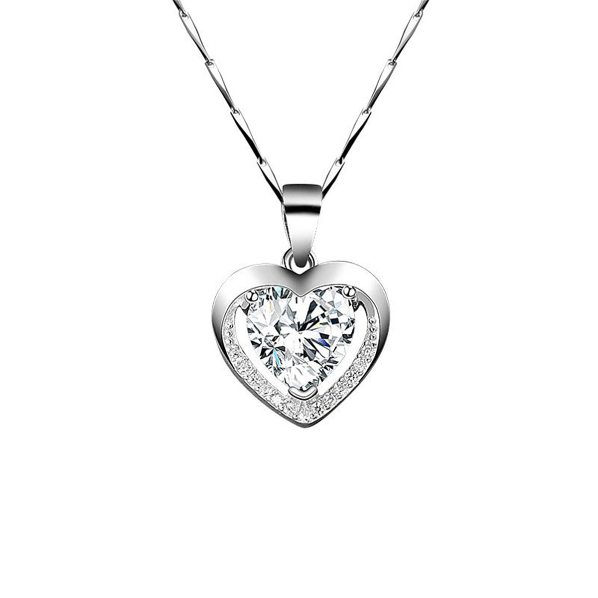 Crystal & Silver-Plated Cubic Zirconia-Accent Heart Pendant Necklace