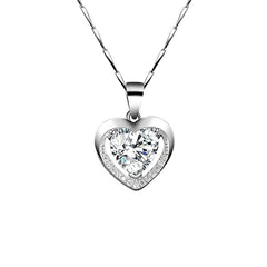 Crystal & Silver-Plated Cubic Zirconia-Accent Heart Pendant Necklace