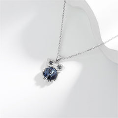 Blue Crystal & Silver-Plated Owl Pendant Necklace