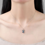 Blue Crystal & Silvertone Owl Pendant Necklace