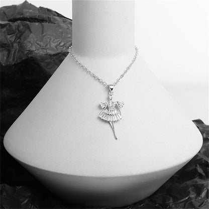 Crystal and Silver-Plated Cubic Zirconia-Accent Ballet Girl Pendant Necklace, silver pendant necklace for..., lifestyle look