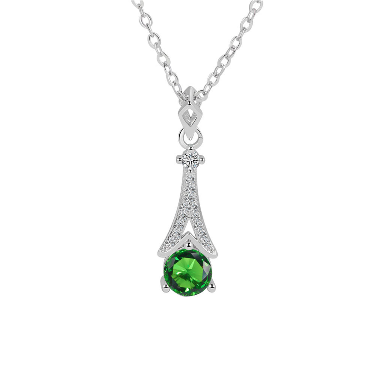 Cubic Zirconia & Green Crystal Arrow Pendant Necklace
