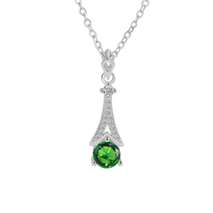 Cubic Zirconia & Green Crystal Arrow Pendant Necklace