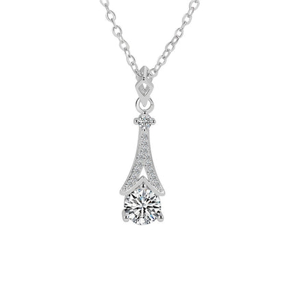 Crystal and Cubic Zirconia Silver-Plated Arrow Pendant Necklace, silver pendant necklace for women, side view