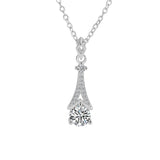 Crystal & Silvertone Arrow Pendant Necklace