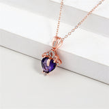 Purple Crystal & Cubic Zirconia Heart Pendant Necklace