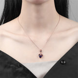 Purple Crystal & Cubic Zirconia Heart Pendant Necklace