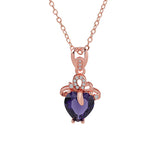 Purple Crystal & Cubic Zirconia Heart Pendant Necklace