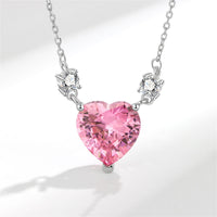 Pink Lab-Created Crystal & Cubic Zirconia Heart Pendant Necklace