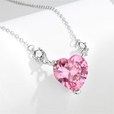 Pink Lab-Created Crystal & Cubic Zirconia Heart Pendant Necklace