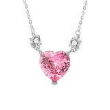 Pink Lab-Created Crystal & Cubic Zirconia Heart Pendant Necklace