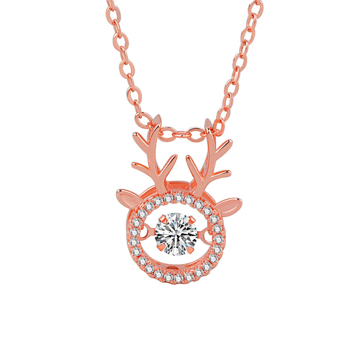 Cubic Zirconia and Crystal Antler Pendant Necklace, pendant necklace for women, vintage-inspired design, front view