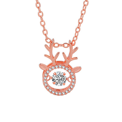 Cubic Zirconia and Crystal Antler Pendant Necklace, pendant necklace for women, vintage-inspired design, front view