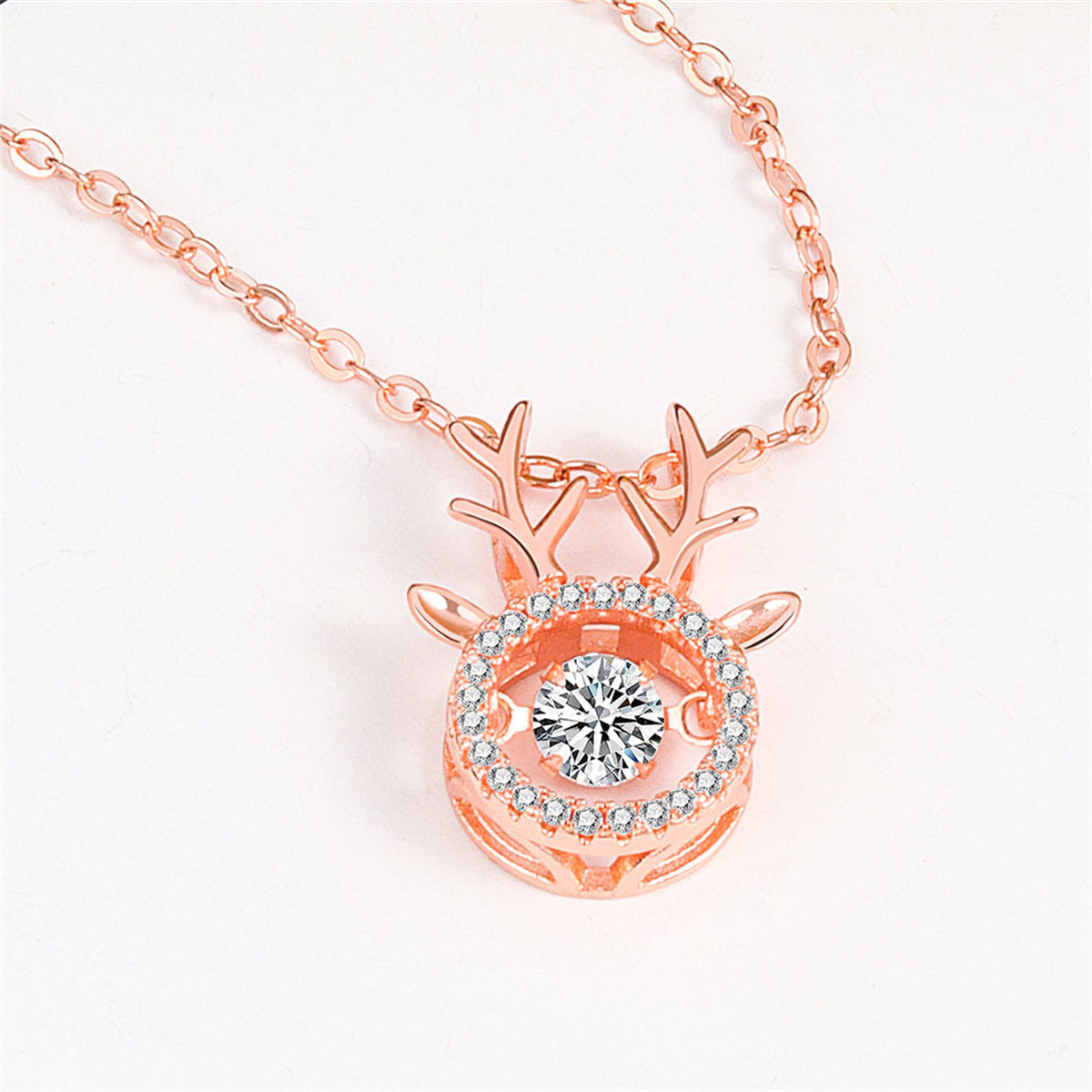 Cubic Zirconia and Crystal Antler Pendant Necklace, pendant necklace for women, vintage-inspired design, side view