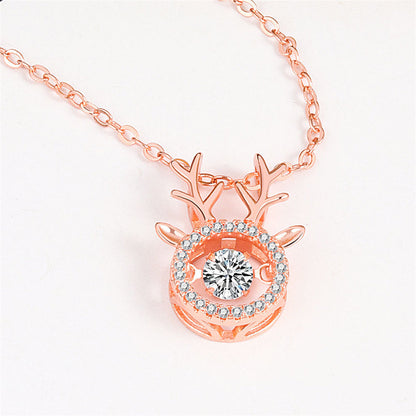 Cubic Zirconia and Crystal Antler Pendant Necklace, pendant necklace for women, vintage-inspired design, side view