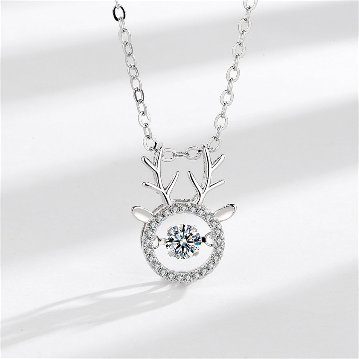 Cubic Zirconia & Crystal Silver-Plated Antler Pendant Necklace