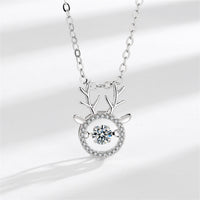 Cubic Zirconia & Crystal Silvertone Antler Pendant Necklace