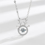 Cubic Zirconia & Crystal Silvertone Antler Pendant Necklace