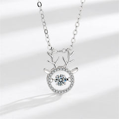 Cubic Zirconia & Crystal Silver-Plated Antler Pendant Necklace
