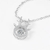 Cubic Zirconia & Crystal Silvertone Antler Pendant Necklace