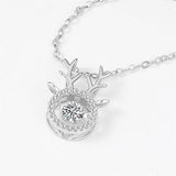 Cubic Zirconia & Crystal Silvertone Antler Pendant Necklace