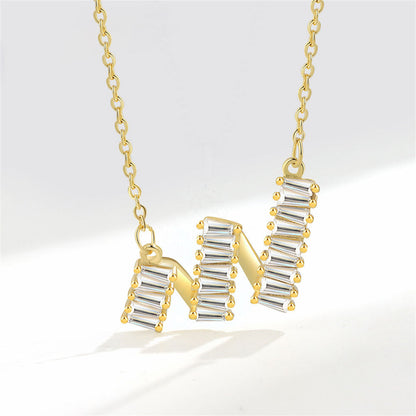 Crystal and 18K Gold-Plated Wave Pendant Necklace, gold pendant necklace for women, botanical inspired, front view