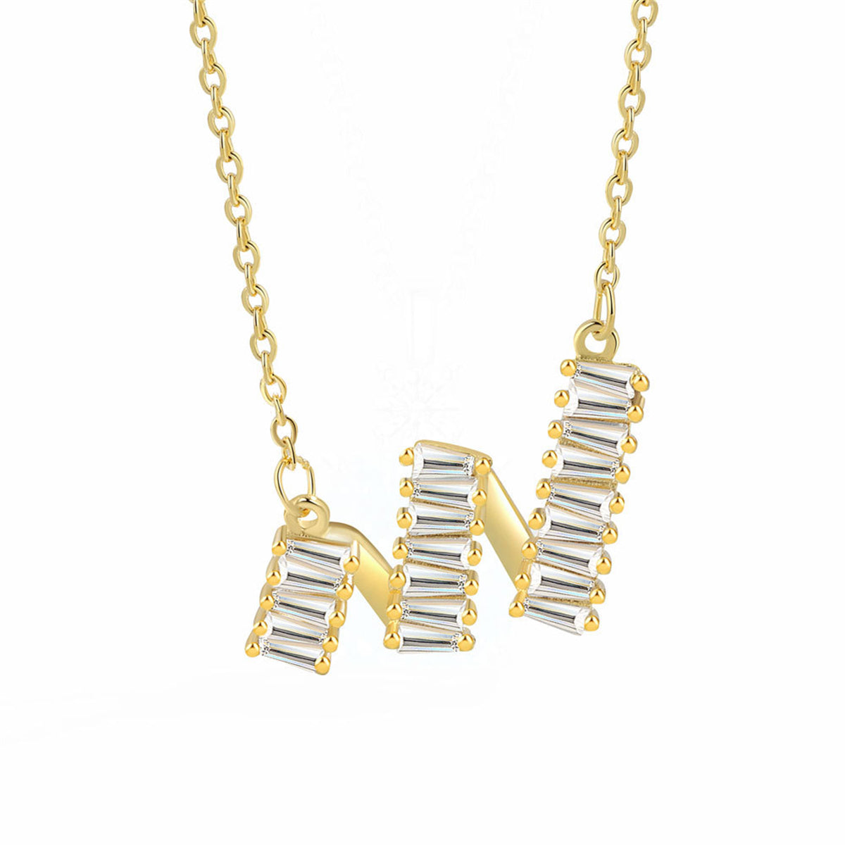 Crystal and 18K Gold-Plated Wave Pendant Necklace, gold pendant necklace for women, botanical inspired, side view