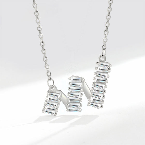 Crystal & Silvertone Wave Pendant Necklace
