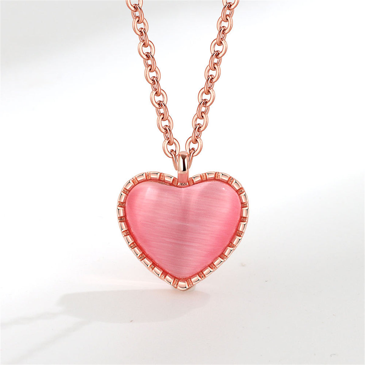 Pink Quartz & 18K Rose Gold-Plated Heart Pendant Necklace