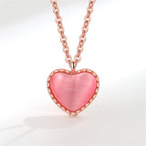 Pink Quartz & Rose Goldtone Heart Pendant Necklace