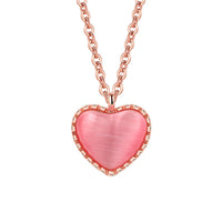 Pink Quartz & Rose Goldtone Heart Pendant Necklace